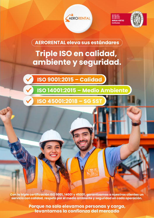 Aerorental celebra su logro: triple certificación ISO 9001, ISO 14001 y ISO 45001 para garantizar calidad, medio ambiente y seguridad.